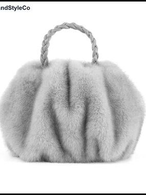 Faux Fur Tote Bag Plush Shoulder Handbag Large Capacity Women's Purse
